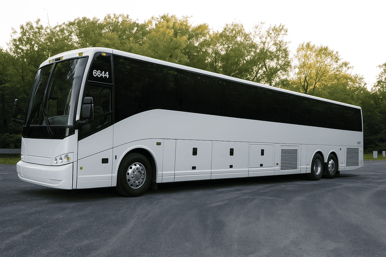 exterior of Charter Bus Rental Stamford coach bus